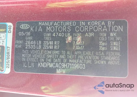 2017 Kia Sportage Lx from USA, damaged, VIN KNDPMCAC9H7119603